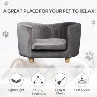 PawHut Dog Sofa for Miniature Sized Dogs, Luxury Tub Shaped Pet Couch with Soft Cushion, Kitten Bed Lounge with Wood Frame - Grey(m-4)