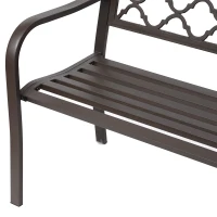 Outsunny  Outdoor Garden Bench Antique Style Cast Iron 2 Seater Patio Porch Park Loveseat Chair Seater - Brown(m-9)