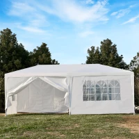 Outsunny 6 x 3(m) Gazebo Canopy Party Tent with 4 Removable Side Walls for Outdoor Event with Windows and Doors, White(m-2)