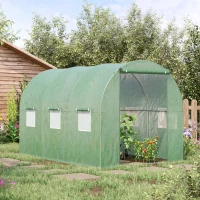 Outsunny Walk in Polytunnel Outdoor Garden Greenhouse with Windows and Door (3 x 2M)(m-2)