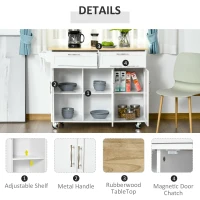 HOMCOM Kitchen Island Utility Cart, with 2 Storage Drawers & Cabinets for Dining Room, White(m-5)