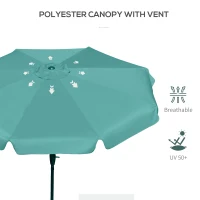 Outsunny 2.7m Patio Umbrella Garden Parasol Outdoor Sun Shade Table Umbrella with Tilt, Crank, 8 Ribs, Ruffles, Green(m-6)