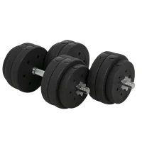 HOMCOM 30KG Adjustable Dumbbells Weight Set Dumbbell Hand Weight for Body Fitness Lifting Training for Home Office Gym Black(m-11)
