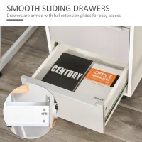 HOMCOM 3-Drawer Locking File Cabinet Mobile Chest of Drawers Side Table on Wheels for Home Office, Bedroom and Living room(m-7)