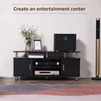 HOMCOM TV Unit Cabinet for TVs up to 55 Inches with Storage Shelves and Cupboard, Entertainment Center for Living Room, Black(m-6)
