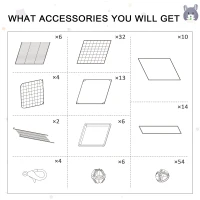 PawHut 3 Level DIY Pet Playpen Metal Small Animal Cage Rabbit Ferret Chinchillas Cage 4 Doors Bottom Trays Black(m-7)