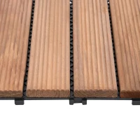 Outsunny 27 Pcs Solid Wood Interlocking Decking Tiles For Patio, Balcony, Roof Terrace, Hot Tub(30 x 30 cm Per Piece)(m-9)