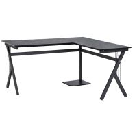 HOMCOM L-Shaped Corner Computer Desk - Laptop Workstation PC Table for Home Office with CPU Stand, Black
