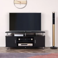 HOMCOM TV Unit Cabinet for TVs up to 55 Inches with Storage Shelves and Cupboard, Entertainment Center for Living Room, Black(m-10)