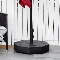 Outsunny Octagonal Garden Parasol Base Holder Outdoor Market Umbrella Stand Weights, Up to 28kg Water Filled or 40kg Sand Filled, Black(m-10)
