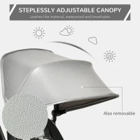 HOMCOM 4 in 1 Kids Trike Toddler Foldable Pedal Tricycle w/ Reversible Angle Adjustable Seat Removable Handle Canopy Belt Brake - Grey(m-8)