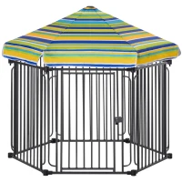 PawHut Heavy-Duty Outdoor Pet Cage Kennel w/ Weather-Resistant Polyester Roof Locking Door Metal Frame 119H x 122L x 105Wcm(m-1)
