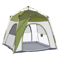 Outsunny 4 Person Automatic Camping Tent, Outdoor Pop Up Tent, Portable Backpacking Dome Shelter, Green(m-11)