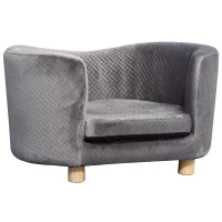 PawHut Dog Sofa for Miniature Sized Dogs, Luxury Tub Shaped Pet Couch with Soft Cushion, Kitten Bed Lounge with Wood Frame - Grey(m-11)