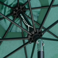 Outsunny 2.7m Patio Umbrella Garden Parasol Outdoor Sun Shade Table Umbrella with Tilt, Crank, 8 Ribs, Ruffles, Green(m-9)