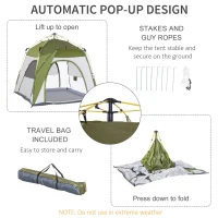Outsunny 4 Person Automatic Camping Tent, Outdoor Pop Up Tent, Portable Backpacking Dome Shelter, Green(m-5)