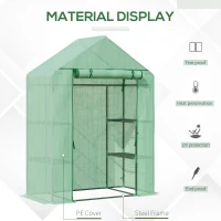 Outsunny Walk In Greenhouse for Outdoor, Portable Gardening Plant Grow House with 2 Tier Shelf, Roll-Up Zippered Door, PE Cover, 141 x 72 x 191cm, Green(m-4)