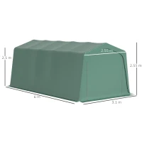 Outsunny Carport 6m x 3m, cort de depozitare pentru gradina, din PVC anti-UV si usi duble cu fermoar(m-3)
