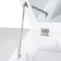 HOMCOM Dressing Table Set with Flip Top Mirror and Cushioned Stool, Makeup Vanity Table Writing Desk with Storage Grids for Bedroom, White(m-9)