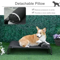 PawHut Elevated Pet Bed Dog for Medium-Sized Dog Steel Frame Breathable Mesh Fabric Detachable Pillow Black 35.75" x 23.75" x 9"(m-5)