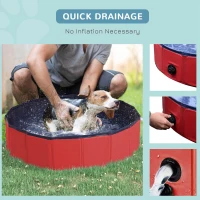 PawHut Foldable Dog Paddling Pool Pet Cat Swimming Pool Indoor/Outdoor Collapsible Summer Bathing Tub Shower Tub Puppy Washer (Φ80 × 20H cm, Red)(m-6)