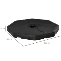 Outsunny Detachable Patio Umbrella Base, Cantilever Parasol Base Stand Outdoor Umbrella Weights, Filled with Sand and Water up to 140KG, Black(m-3)