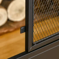 HOMCOM 3-Panel Folding Fireplace Screen with Door, Freestanding Spark Guard, Metal Mesh Fireguard, Black(m-9)