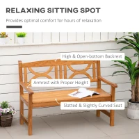 Outsunny 2-Seater Wooden Garden Bench Outdoor Patio Loveseat for Yard, Lawn, Porch, Natural(m-5)