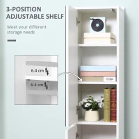 kleankin Tall Mirrored Bathroom Cabinet, Bathroom Storage Cupboard, Floor Standing Tallboy Unit with Adjustable Shelf, White(m-6)
