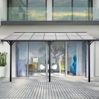 Outsunny Outdoor Patio Wall-mounted 4.35 x 3(m) Gazebo Pergola, Aluminum Post, PC Roof(m-7)
