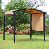 Outsunny 10' x 8' Outdoor Retractable Canopy Pergola Steel Frame Patio Pergola Shelter Sun Shade with Arc Roof, Beige(m-2)
