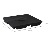 Outsunny Set of 4 Parasol Base Weights, Sand Filled Umbrella Base for Banana Hanging and Cantilever Umbrella Parasol Up to 80kg, Black(m-3)