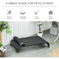 PawHut Elevated Pet Bed Dog for Medium-Sized Dog Steel Frame Breathable Mesh Fabric Detachable Pillow Black 35.75" x 23.75" x 9"(m-4)