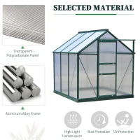 Outsunny Clear Polycarbonate Greenhouse Large Walk-In Green House Garden Plants Grow Galvanized Base Aluminium Frame w/ Slide Door (6 x 6ft)(m-4)