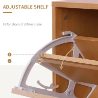 HOMCOM Entryway Coat and Shoe Rack, 6 Hooks Coat Rack Mirror Shelves Chest Multiple Clothes Hangers Organiser Oak(m-6)