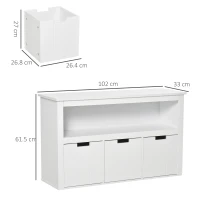 HOMCOM Storage Cabinet Display Rack Shelving Unit Chest with 3 Drawers for Entryway, Bedroom, Living room, Playroom, White(m-3)