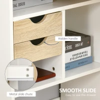 HOMCOM L-Shaped Corner Computer Desk Study Table PC Work w/ Storage Shelf Drawer Smooth Slide Office Home Workstation Space Saving - Light Brown(m-7)