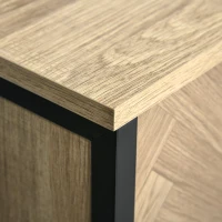 HOMCOM Double Door TV Cabinet Stand with Adjustable Storage Shelves Entertainment Unit Center Home Furniture, for Living Room Bedroom, Natural(m-10)