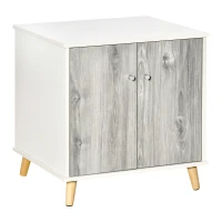 PawHut Cat Litter Box Enclosure End Table Indoor Decorative Cat House Cabinet with 2 Magnetic Door, Wide Tabletop White(m-11)