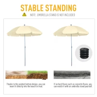 Outsunny 2.2M Tilt Beach Umbrella Sun Parasol Outdoor Shading Garden Shelter Cream White(m-6)