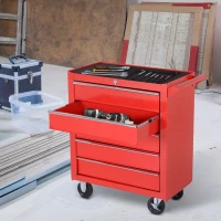 DURHAND 5 Drawer Roller Tool Cabinet Storage Box Workshop Chest Garage Wheeling Trolley w/ Handle - Red(m-10)