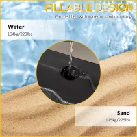 Outsunny Detachable Patio Umbrella Base, Cantilever Parasol Base Stand Outdoor Umbrella Weights, Filled with Sand and Water up to 140KG, Black(m-5)