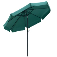 Outsunny 2.7m Patio Umbrella Garden Parasol Outdoor Sun Shade Table Umbrella with Tilt, Crank, 8 Ribs, Ruffles, Green(m-1)