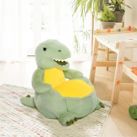 HOMCOM Animal Kids Sofa Chair Cartoon Cute Dinosaur Multi-functional Stuffed with Armrest Flannel PP Cotton 60 x 55 x 59cm Green(m-2)