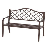 Outsunny  Outdoor Garden Bench Antique Style Cast Iron 2 Seater Patio Porch Park Loveseat Chair Seater - Brown(m-1)