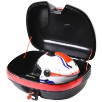 HOMCOM 43L Motorcycle Trunk Travel Luggage Storage Box Motorbike Accessory Large Storage Space For 2 Half Helmet - Black(m-8)