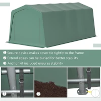 Outsunny Carport 6m x 3m, cort de depozitare pentru gradina, din PVC anti-UV si usi duble cu fermoar(m-6)