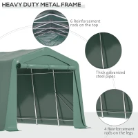 Outsunny Carport 6m x 3m, cort de depozitare pentru gradina, din PVC anti-UV si usi duble cu fermoar(m-4)