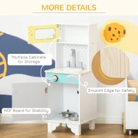 HOMCOM Kids Toy Kitchen, Wooden Pretend Role Playset Play Cooking Set with Sink, Telephone, Pots, Multiple Storage, for 3-6 Years(m-6)