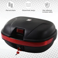 HOMCOM 43L Motorcycle Trunk Travel Luggage Storage Box Motorbike Accessory Large Storage Space For 2 Half Helmet - Black(m-6)